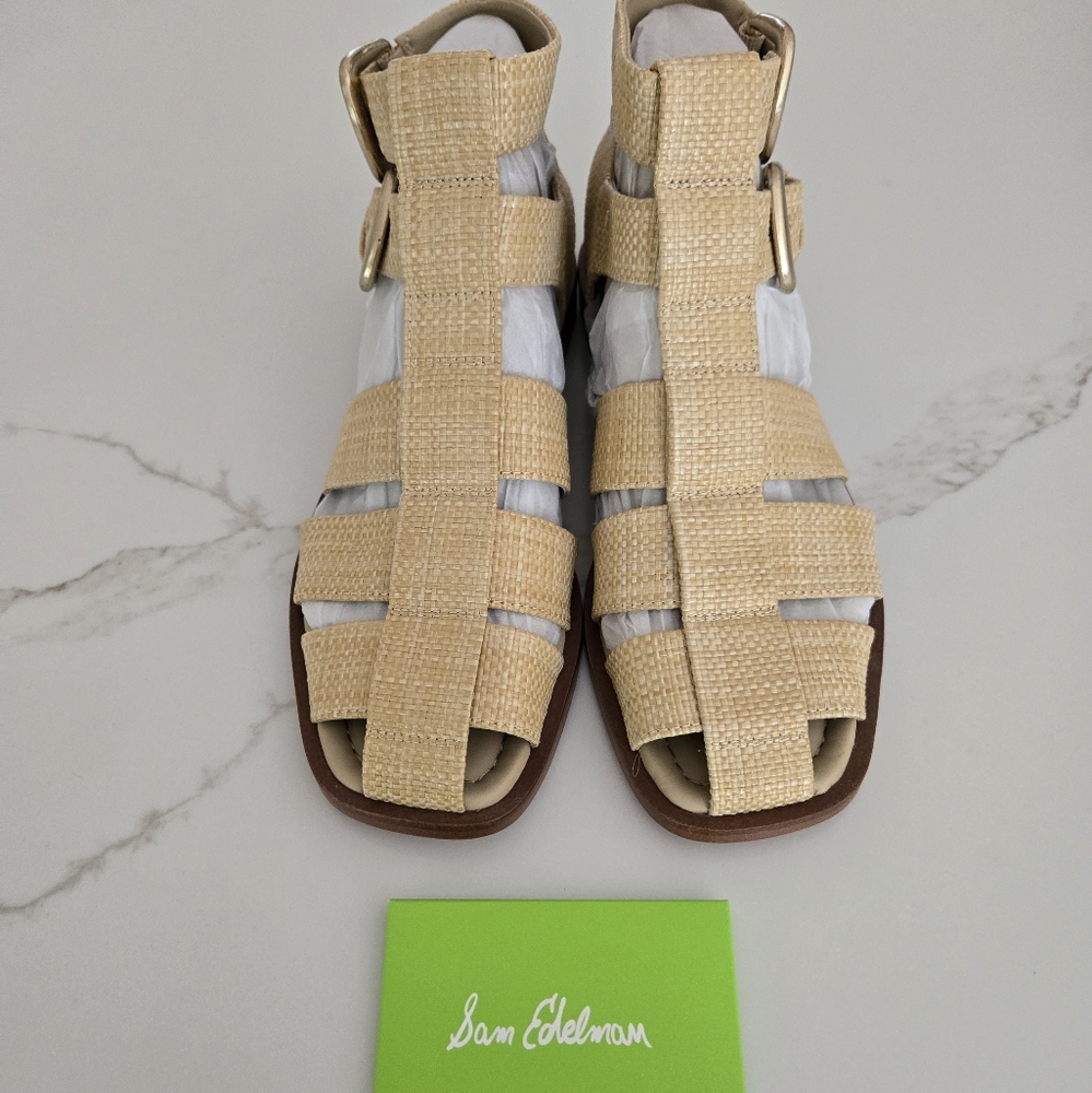 Sam Edelman Beige Woven Gladiator Sandals